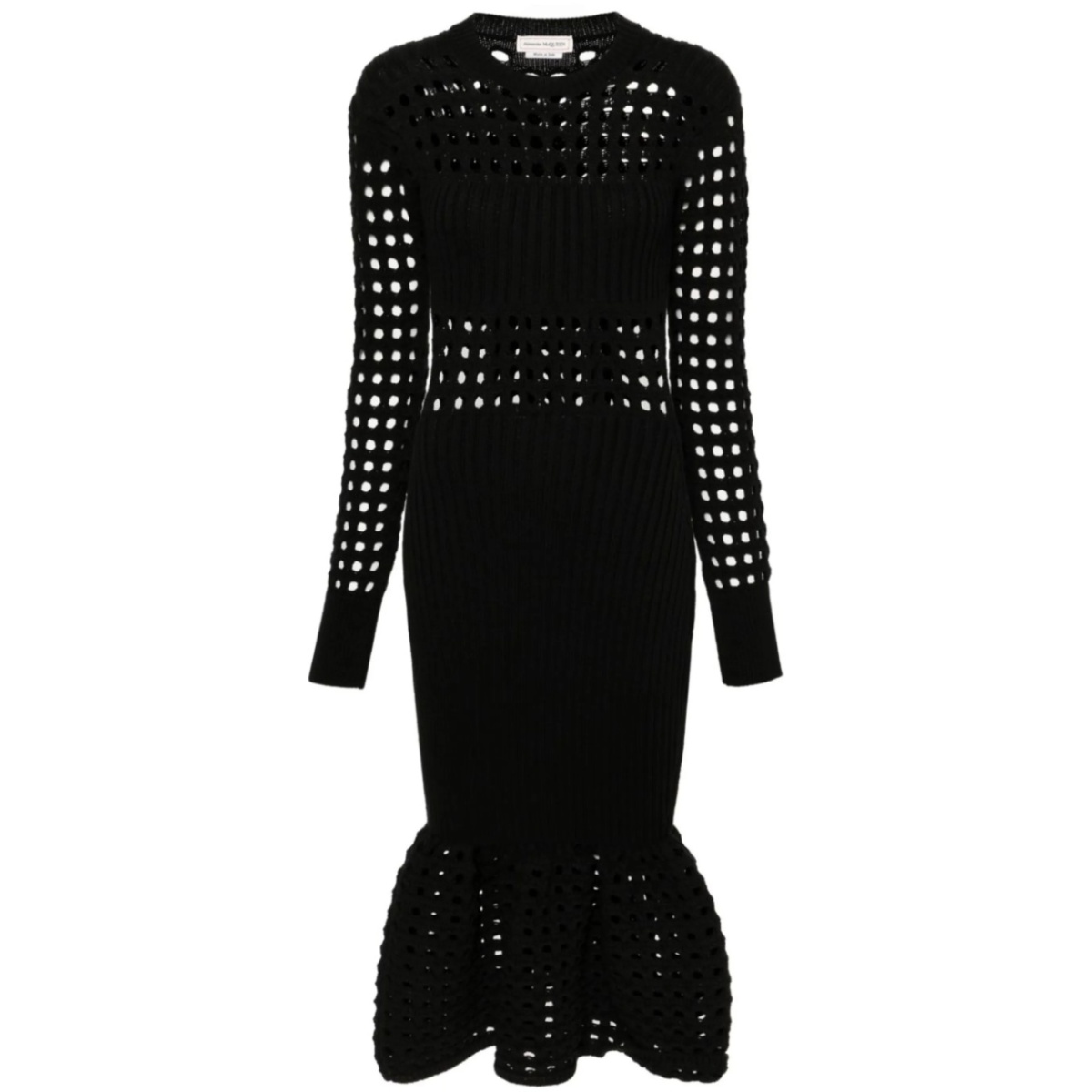 knitted mesh midi dress