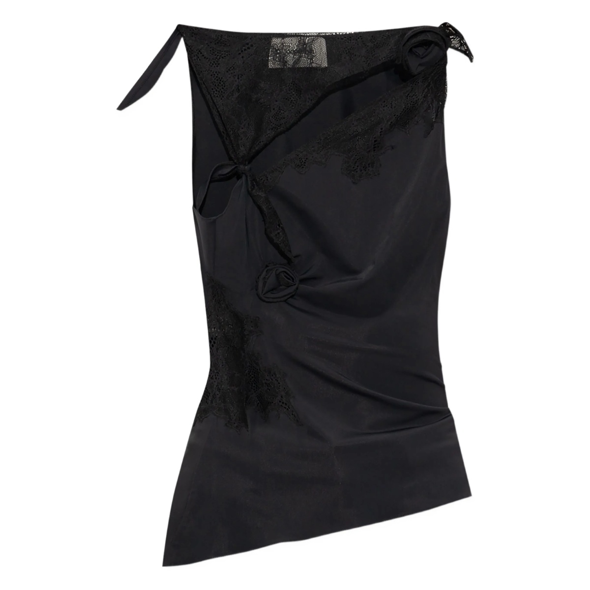 lace-insert draped top