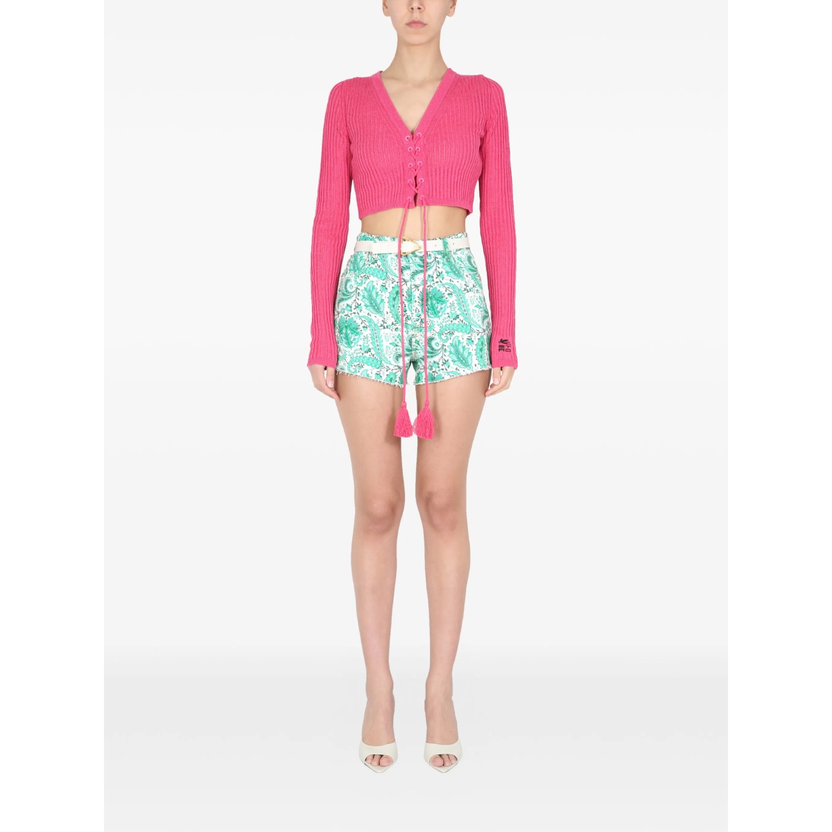 lace-up V-neck sweater - Img 2