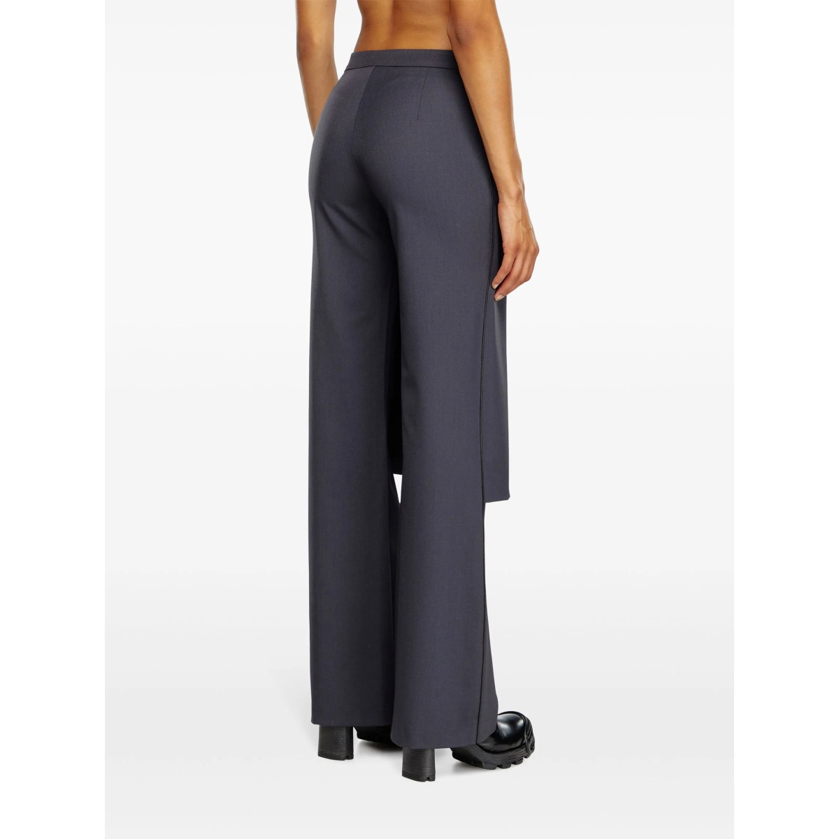 layered straight-leg skirt trousers - Img 4