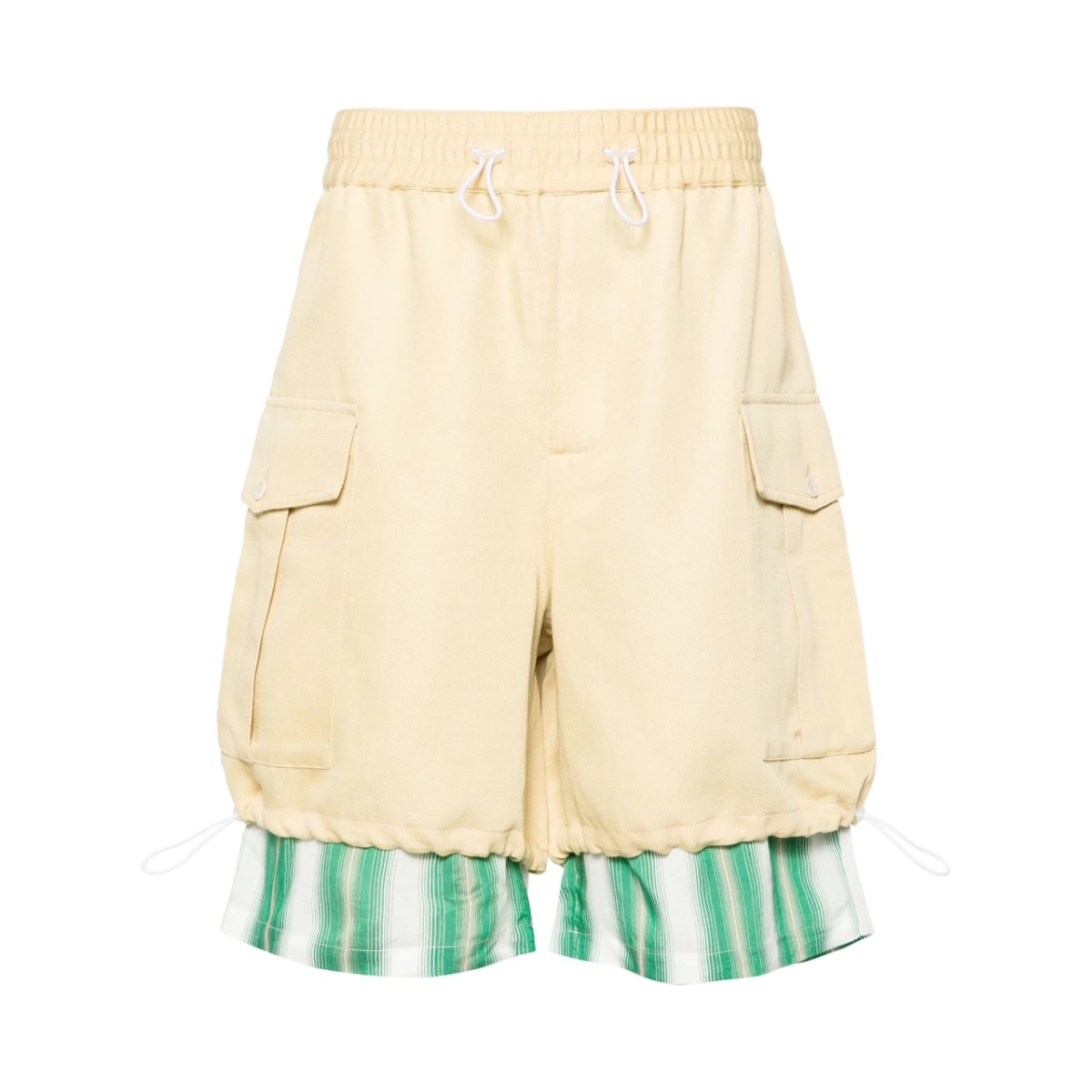 layered twill cargo shorts