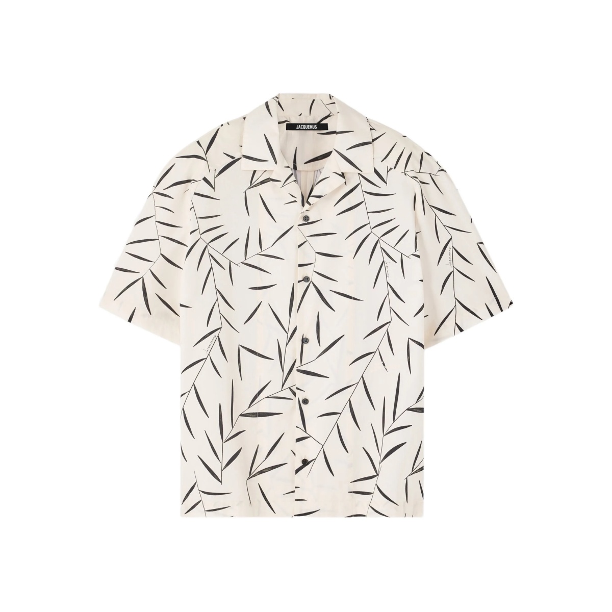 leaf-print short-sleeve shirt