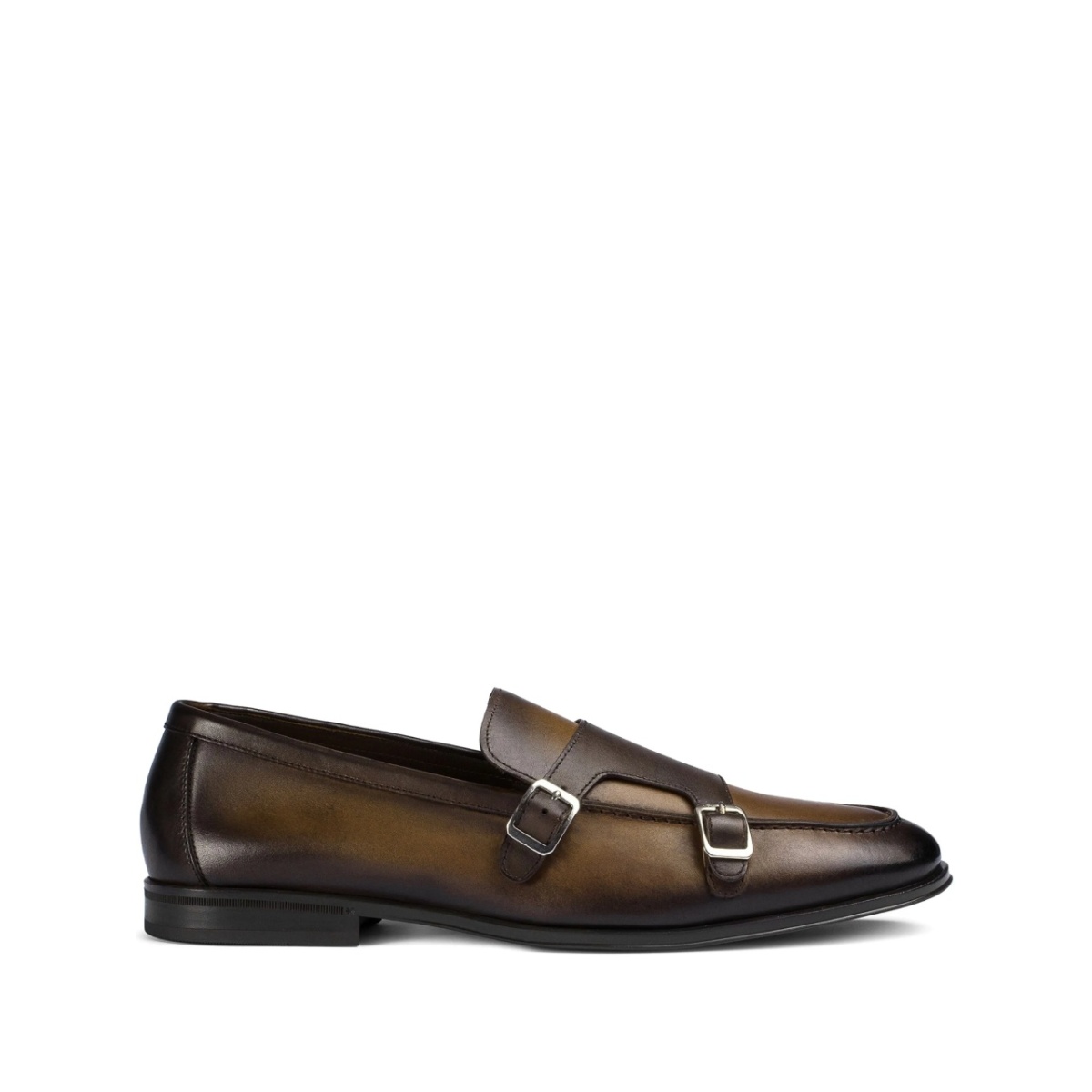 leather double-buckle monk shoes