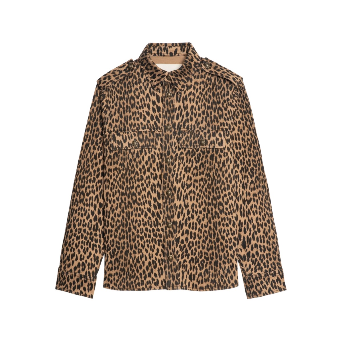 leopard-print button-fastening shirt