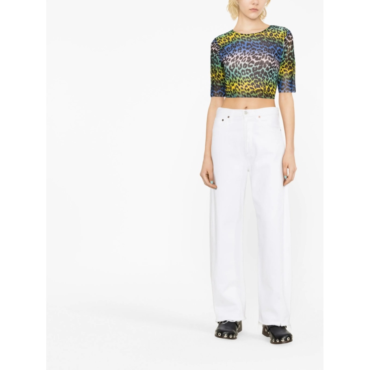 leopard-print crop T-shirt - Img 2