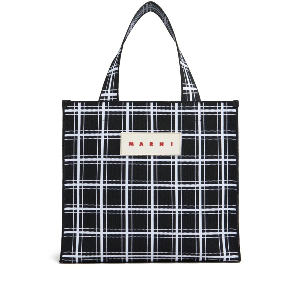 logo-appliqué checked tote bag