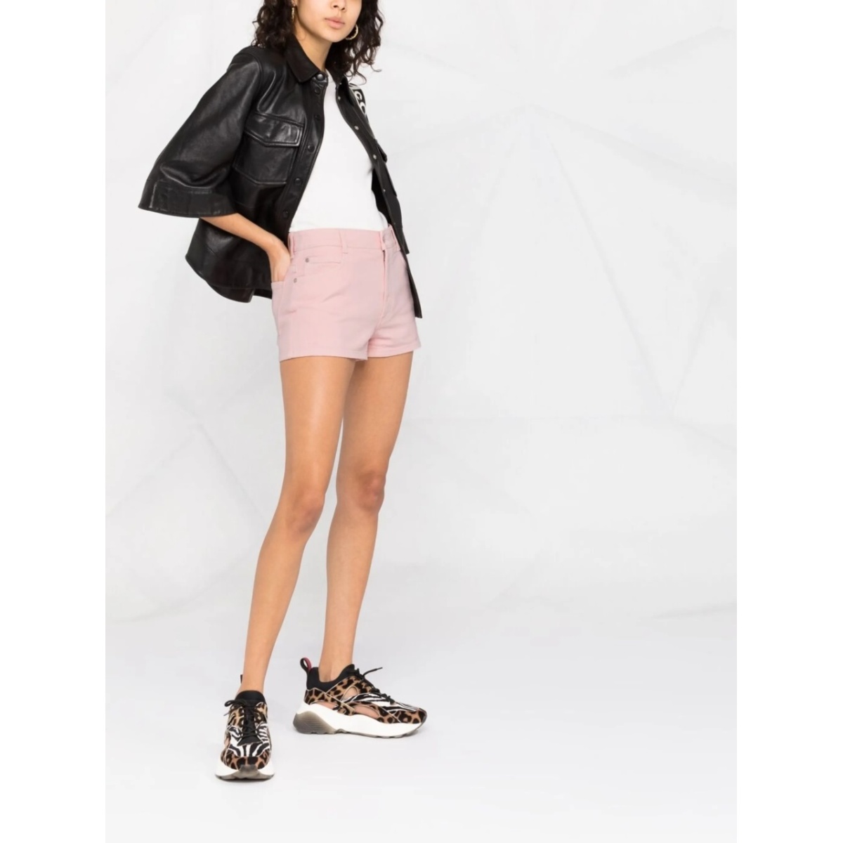 logo-appliqué denim shorts - Img 4