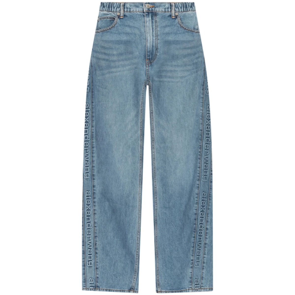 logo-embossed boyfriend jeans