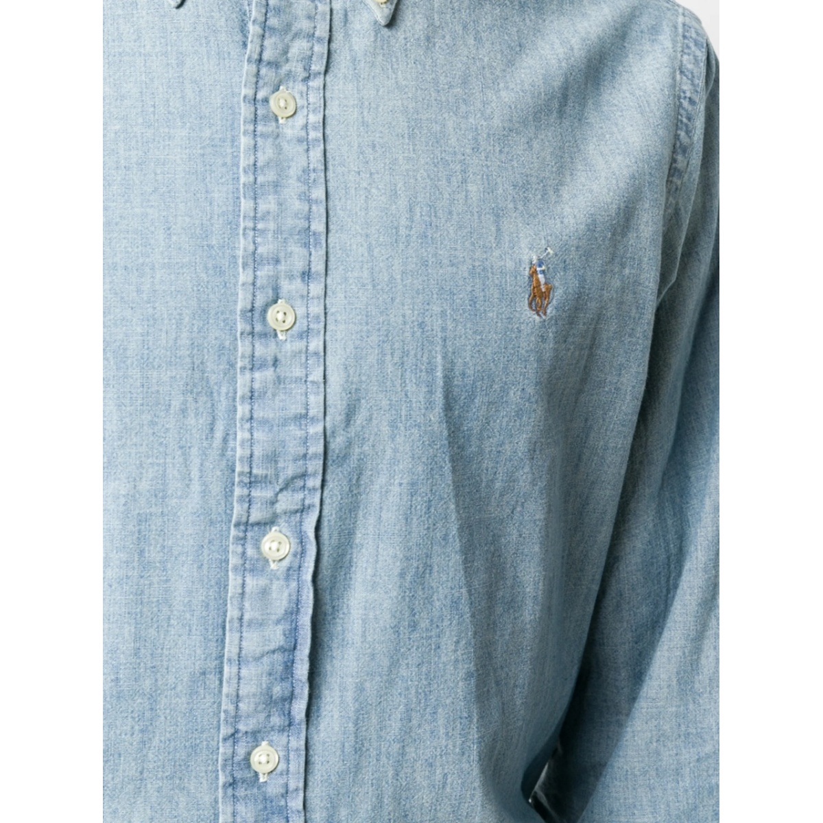 logo-embroidered chambray shirt - Img 5