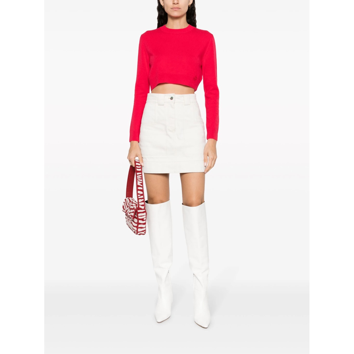 logo-embroidered cropped jumper - Img 2