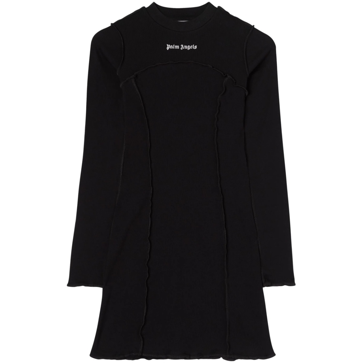 logo-embroidered ribbed minidress