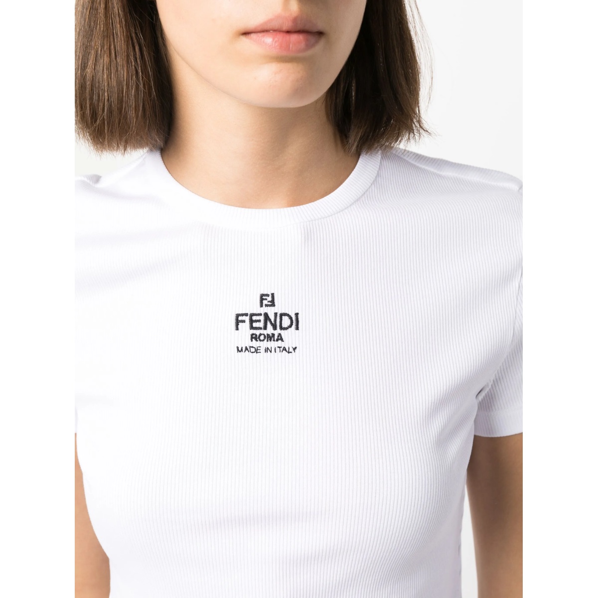 logo-embroidered ribbed T-shirt - Img 5