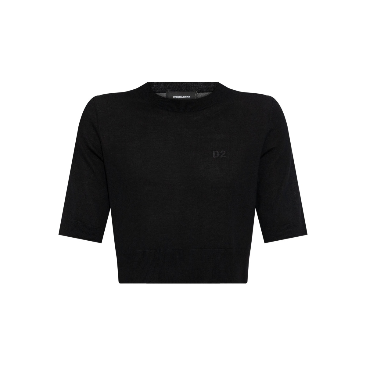 logo-embroidered short-sleeve knit top