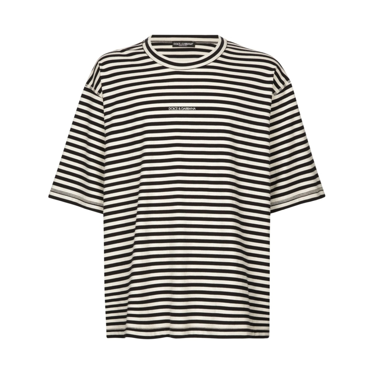 logo-embroidered striped T-shirt