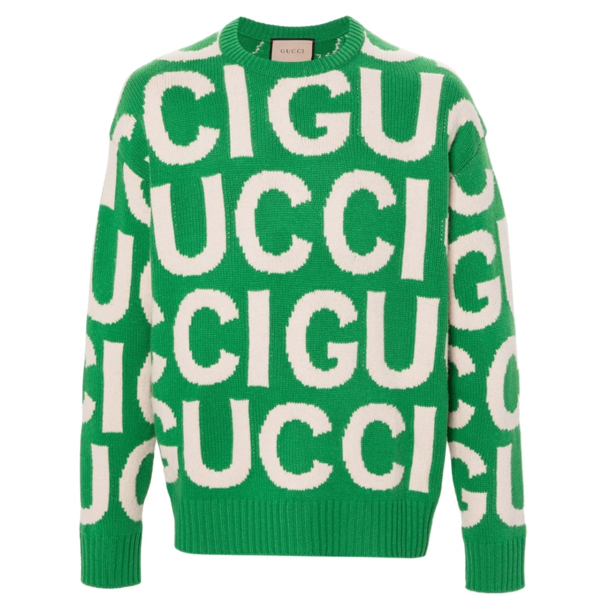 logo-intarsia wool jumper