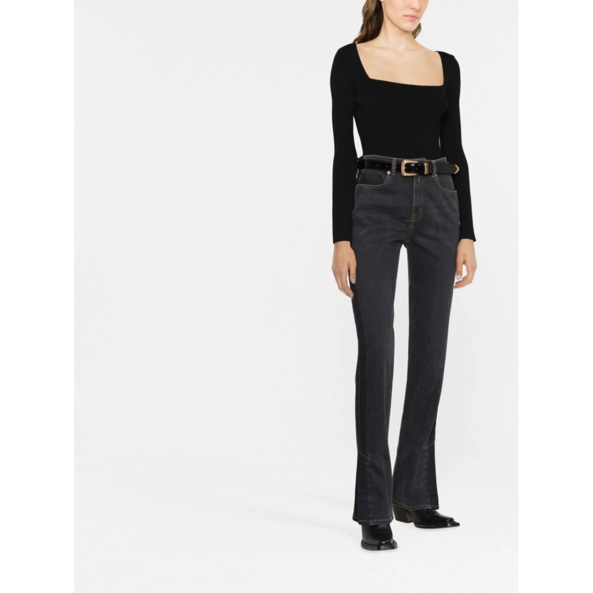 logo-patch bootcut jeans - Img 2