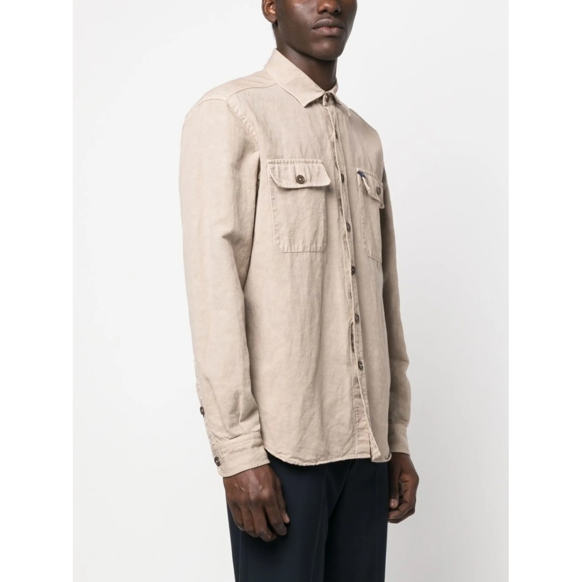 logo-patch button-up shirt - Img 3