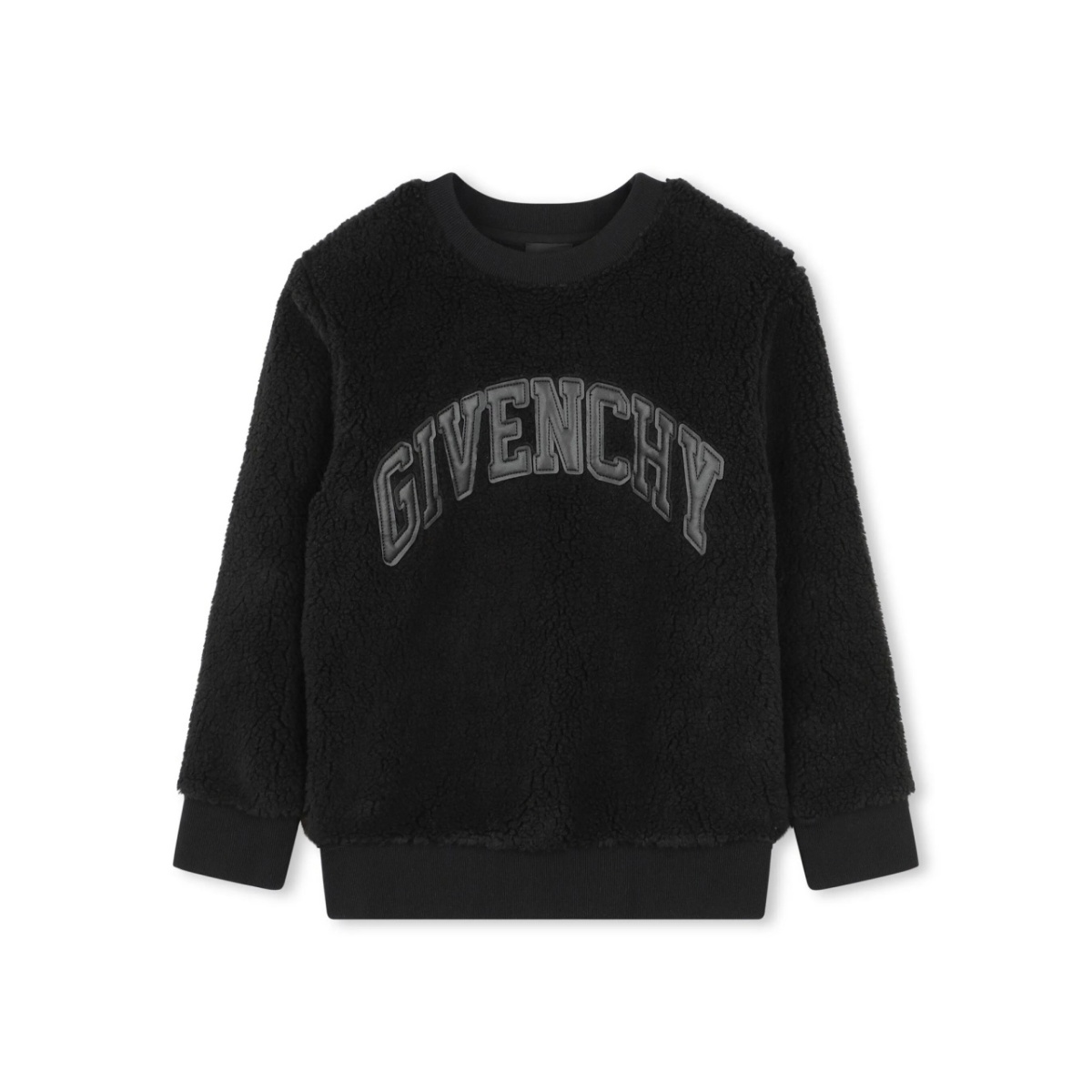 logo-patch faux-shearling sweatshirt