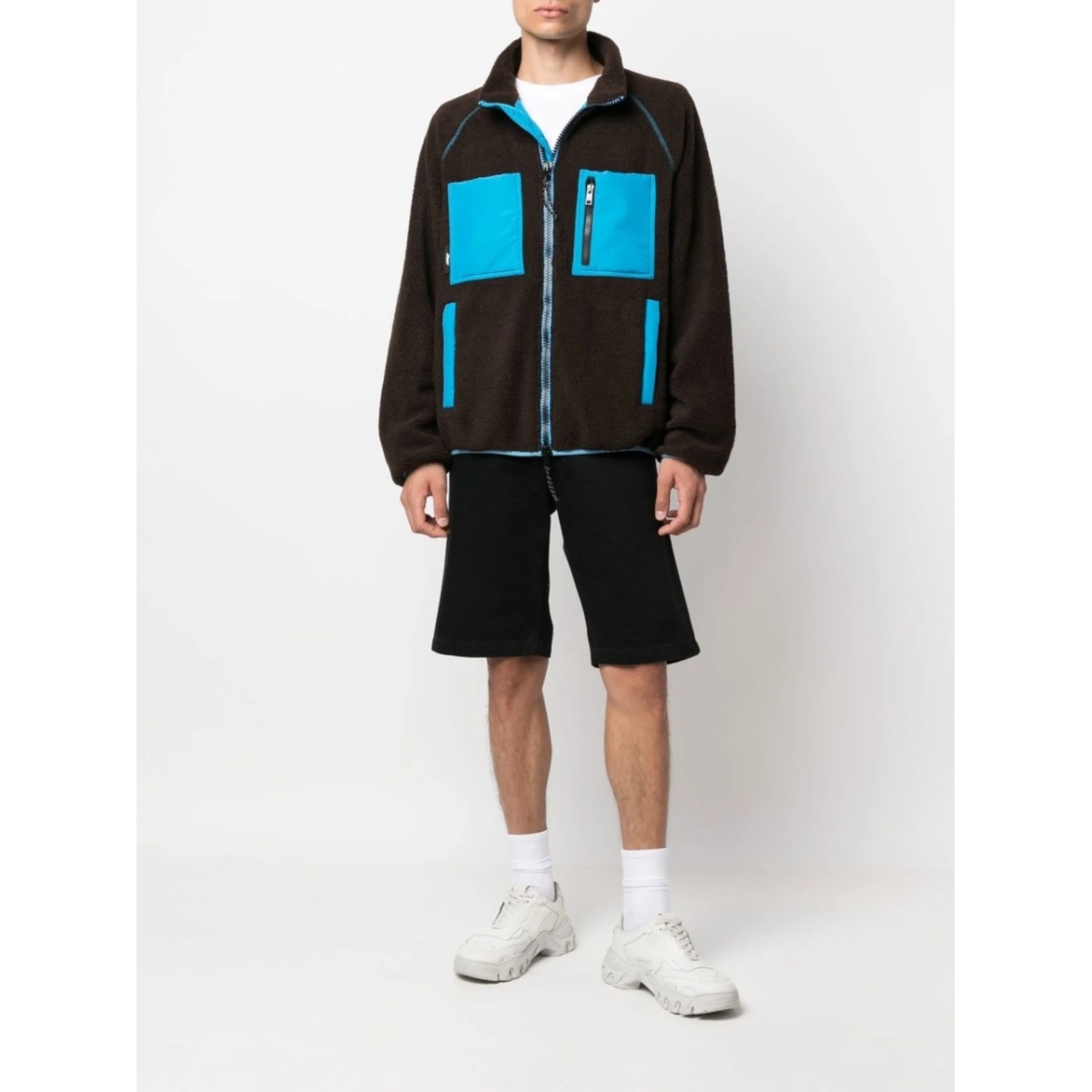 logo-patch fleece jacket - Img 2