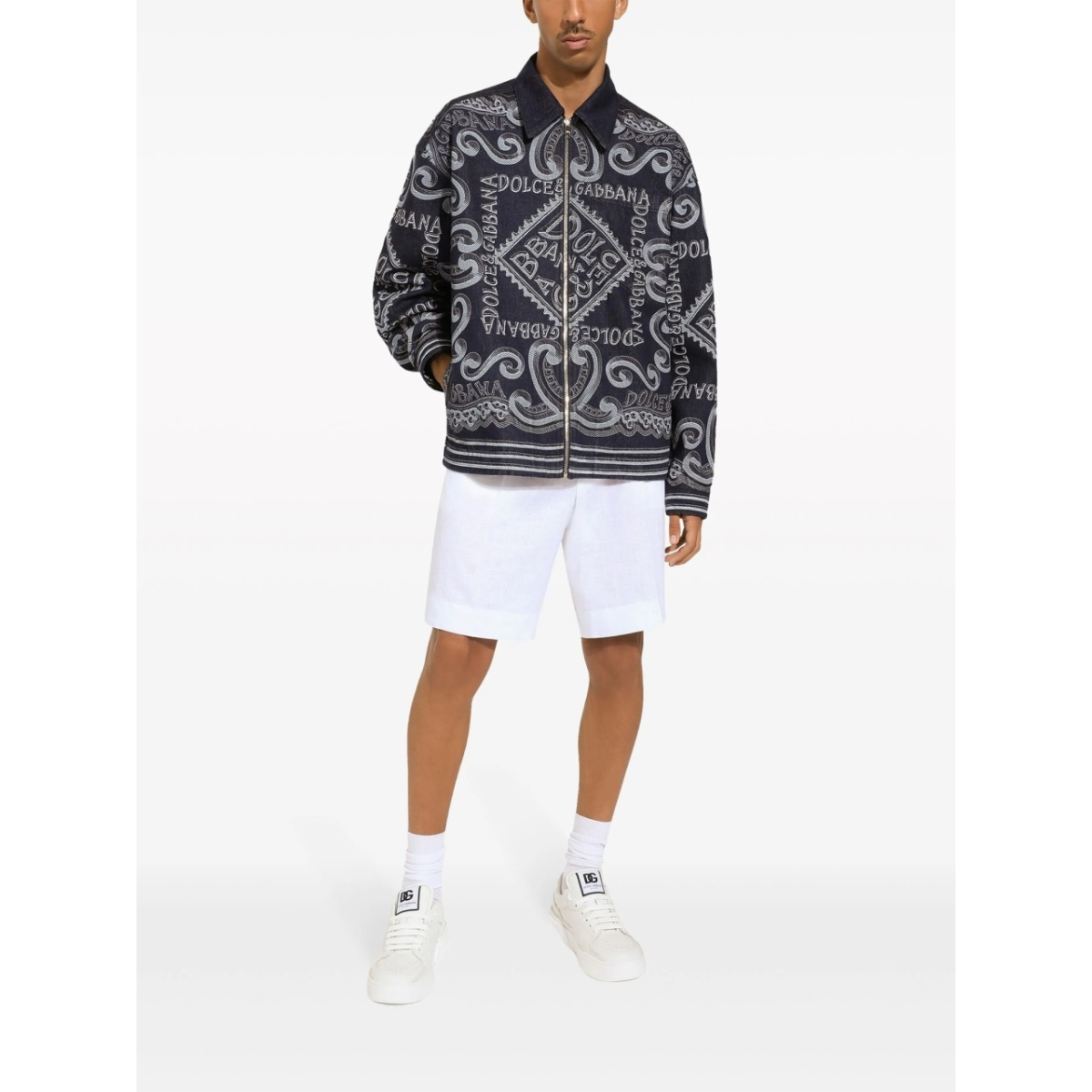 logo-print cotton shirt jacket - Img 3