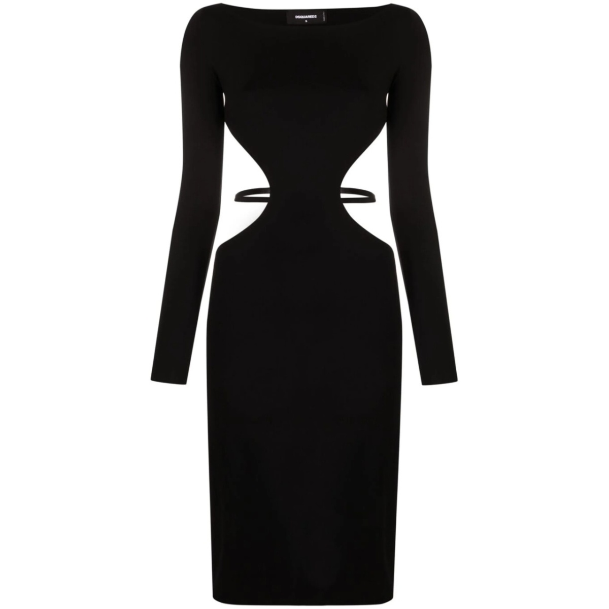 long-sleeve cut-out midi dress