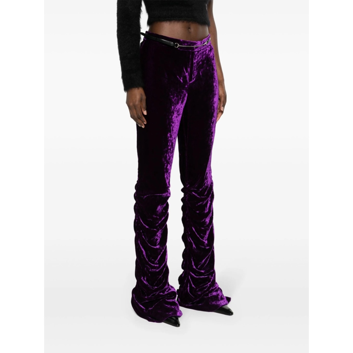 low-rise slim-fit velvet trousers - Img 3