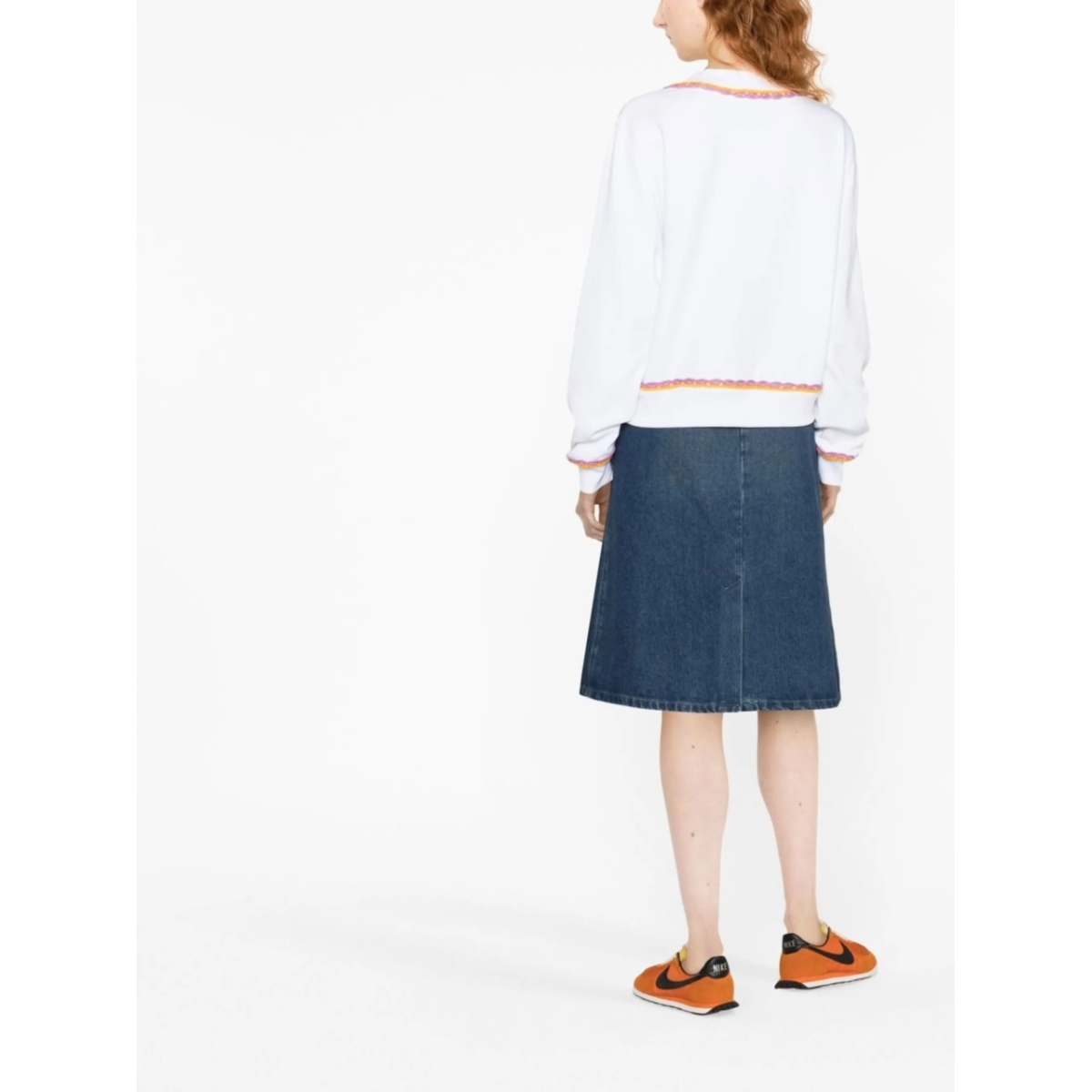 macramé-trim cotton sweatshirt - Img 3