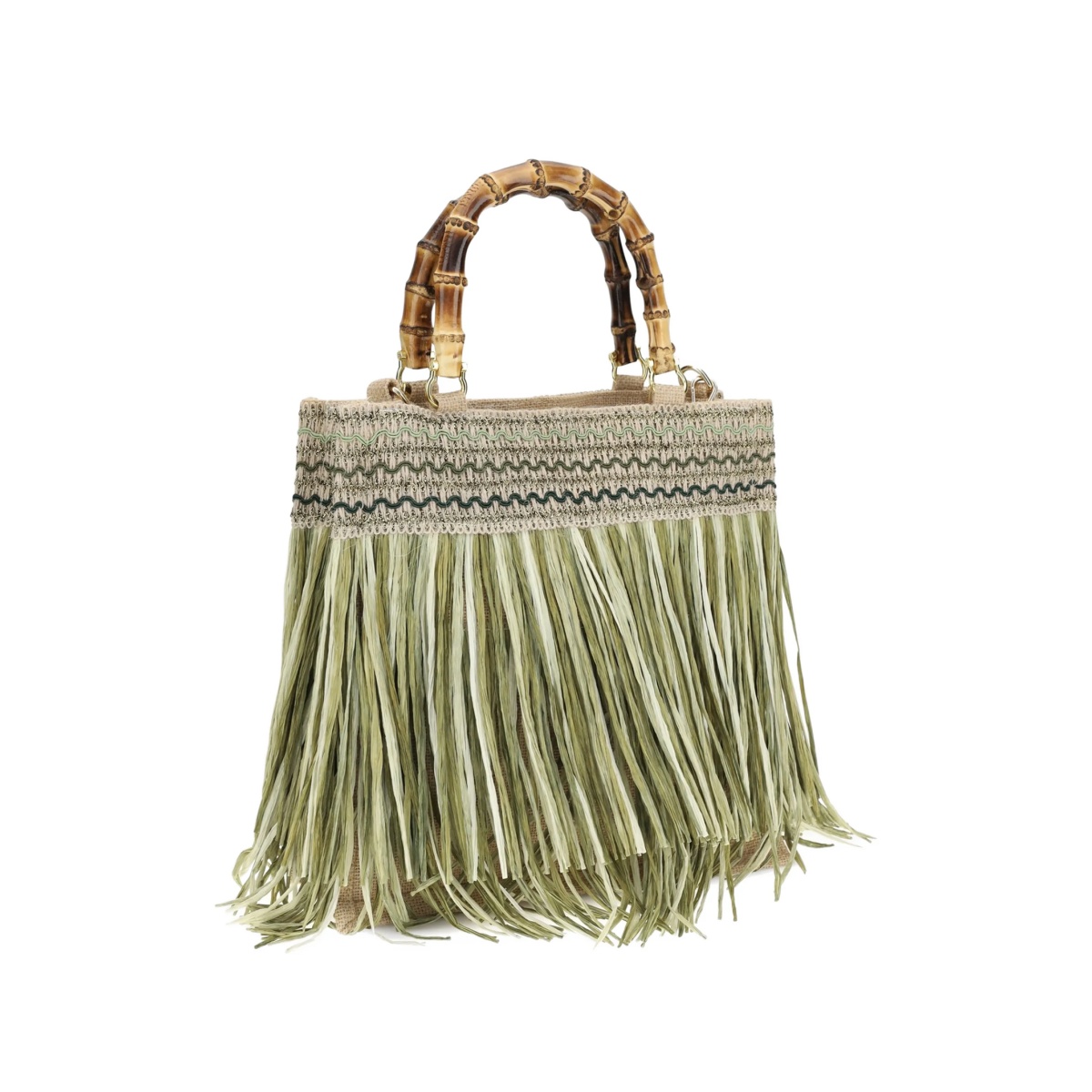 medium Calla fringed-details bamboo-handle tote bag - Img 2