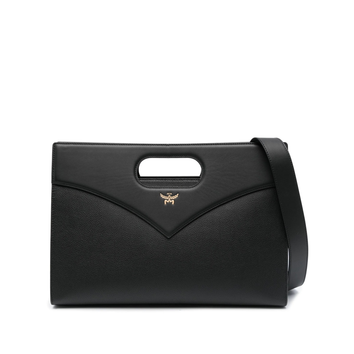 medium debossed-logo leather bag