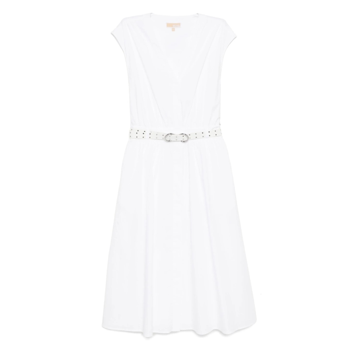 midi stretch poplin belted dress