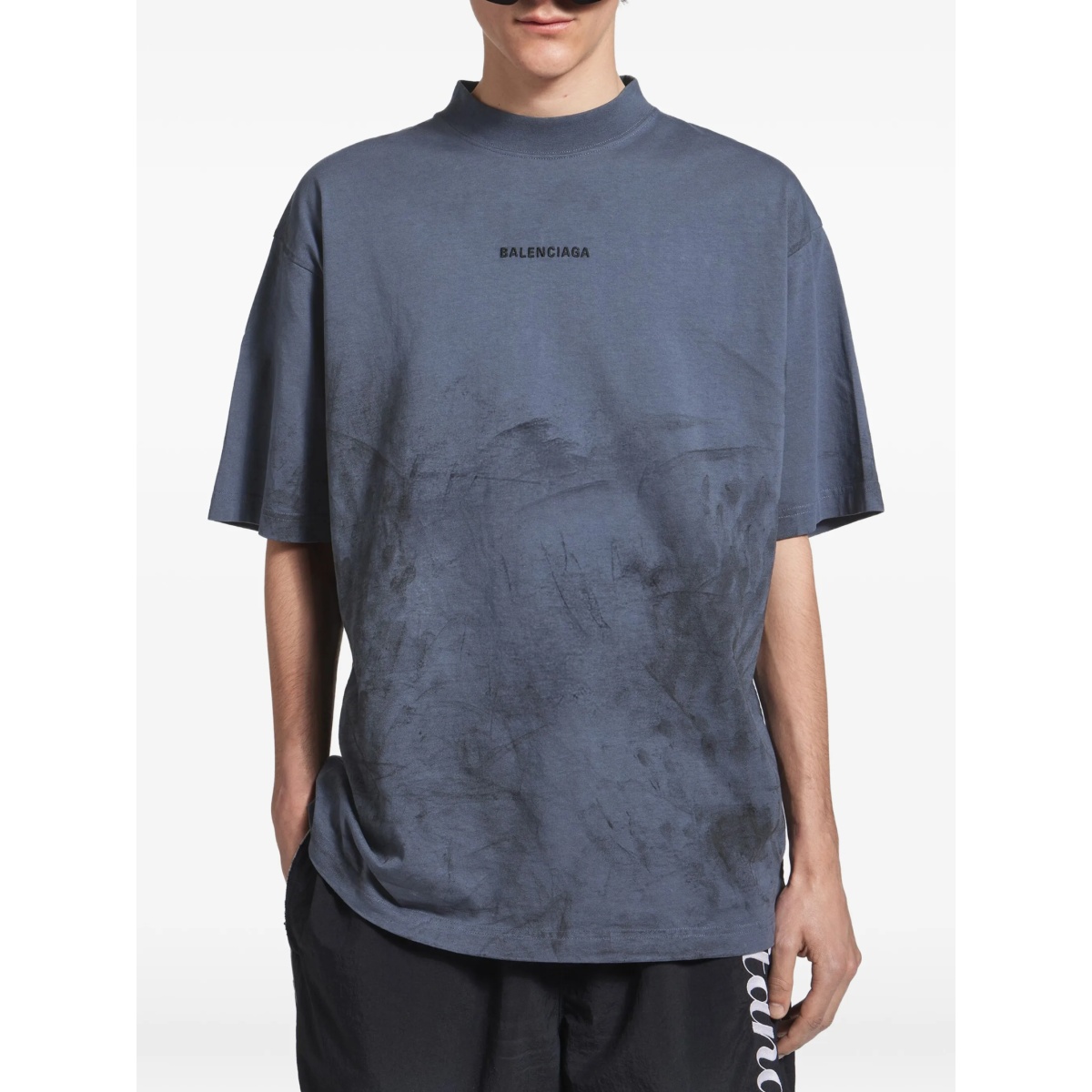 mock-neck logo T-shirt - Img 3