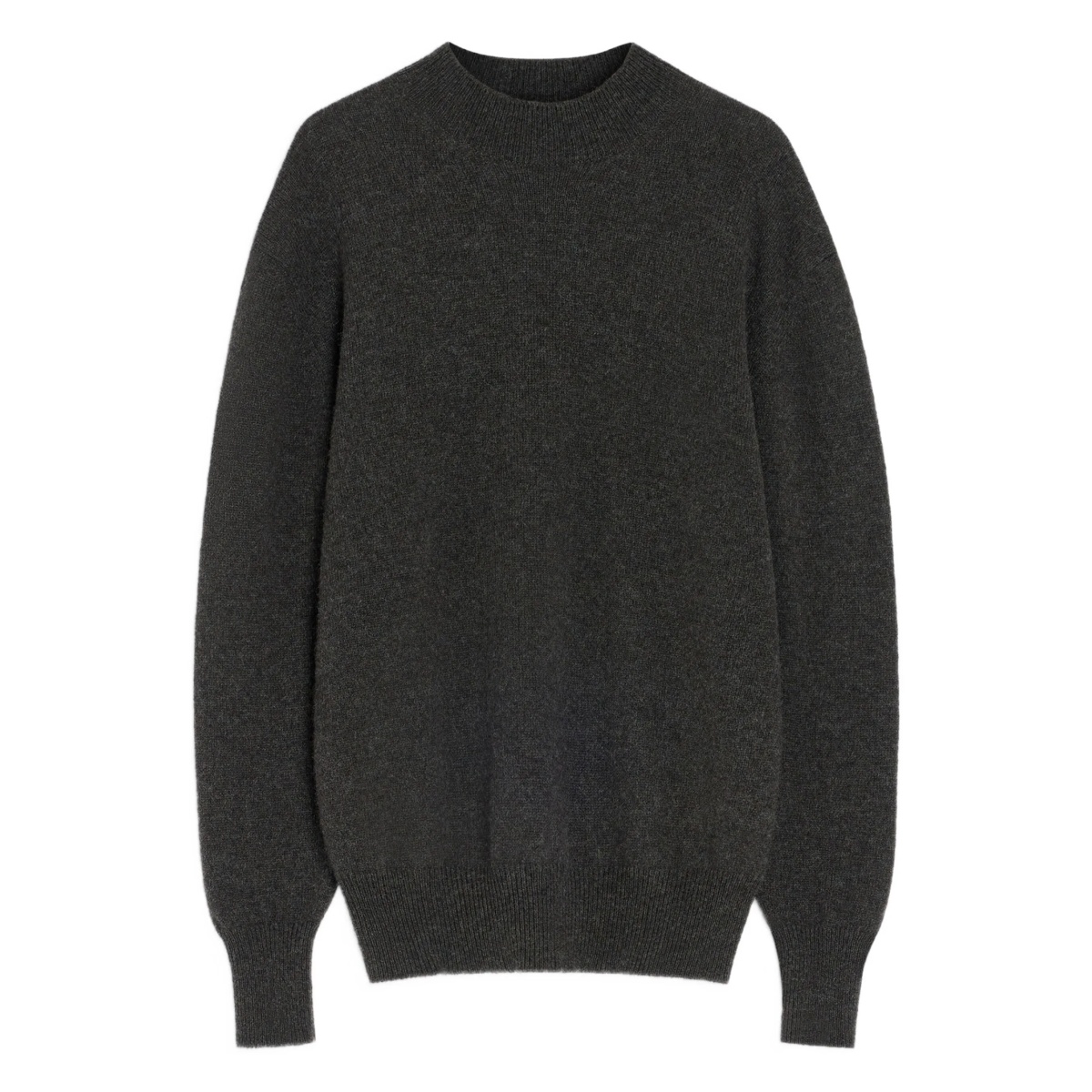 mock-neck ribbeed sweater