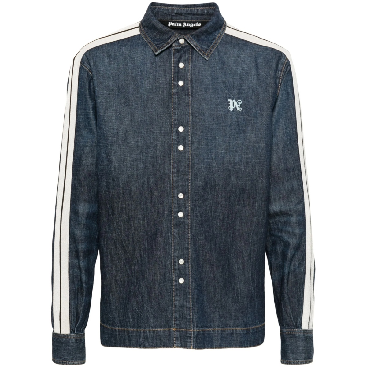 monogram-embroidered denim track jacket