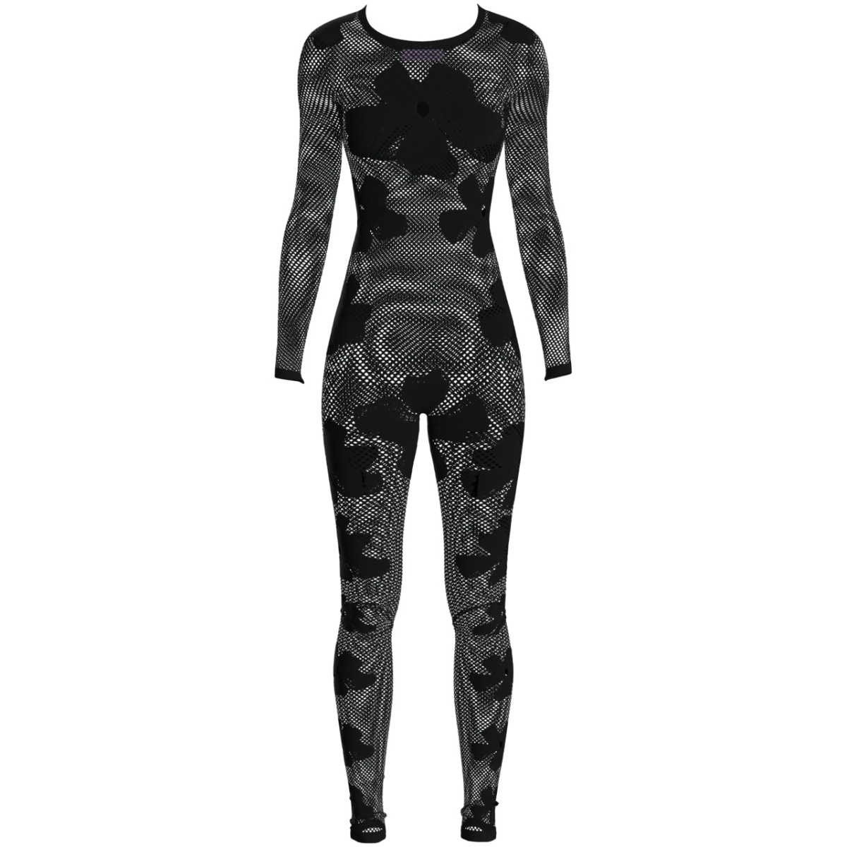 monogram-pattern semi-sheer jumpsuit