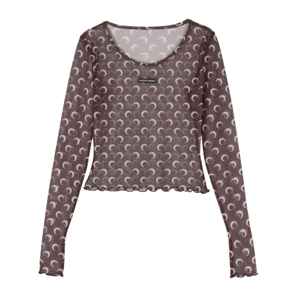 Moon-print mesh crop top