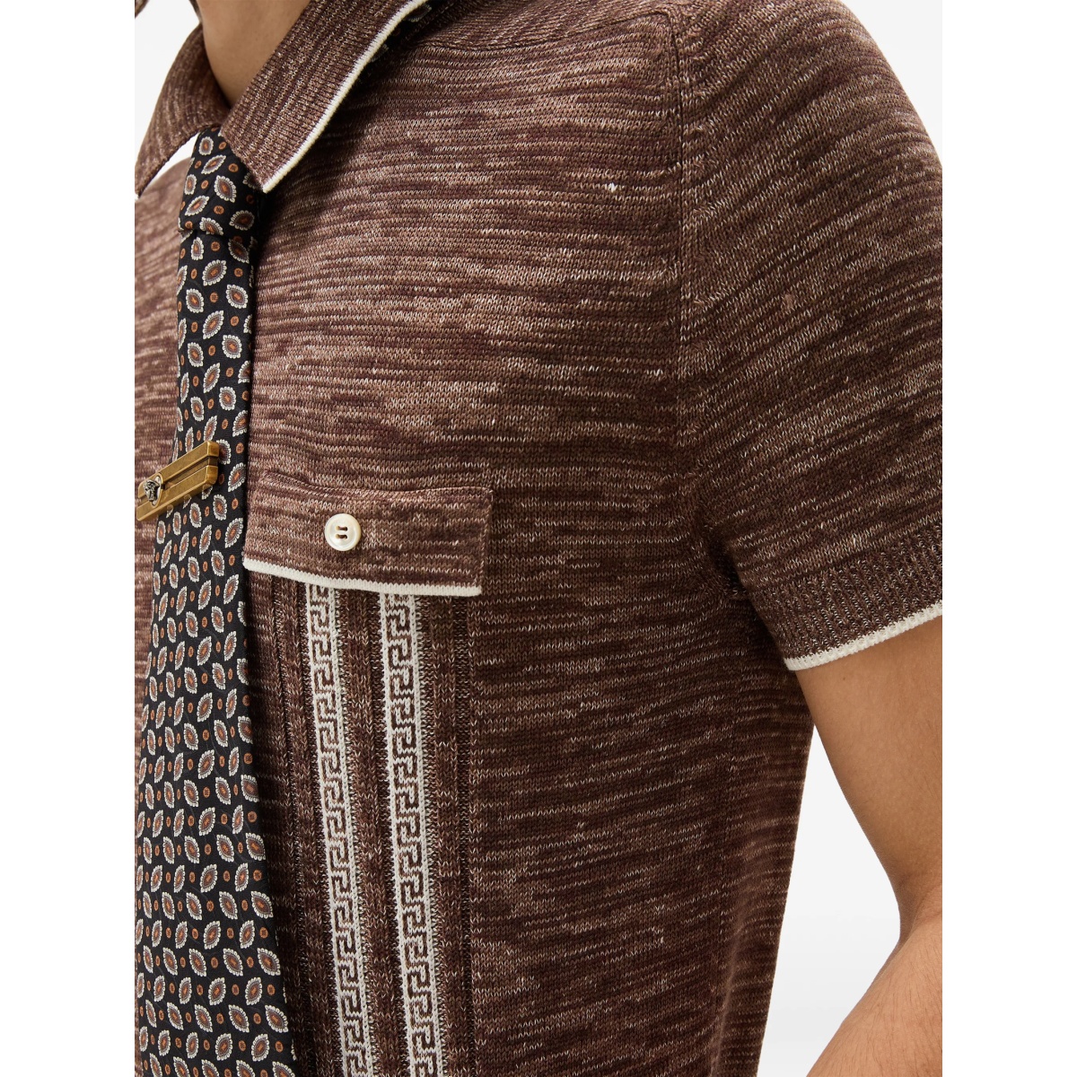 mouliné jacquard knit polo - Img 5
