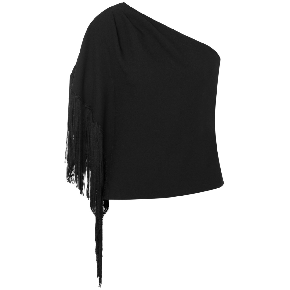 one-shoulder fringed blouse