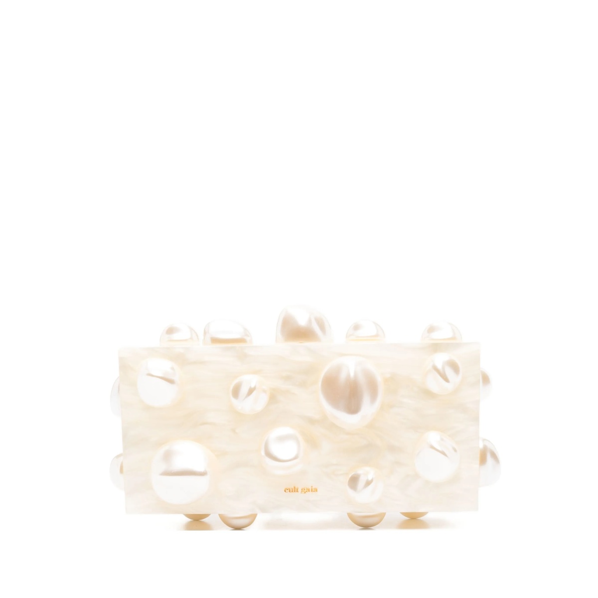 Orbs pearl-embellished clutch