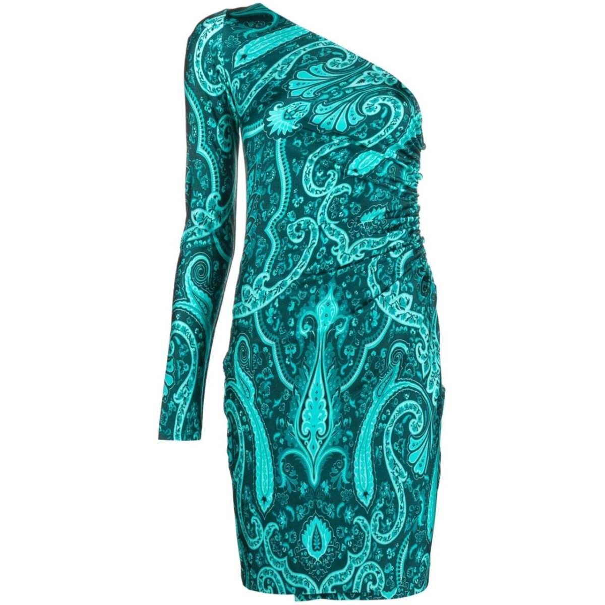 paisley-print one-shoulder dress