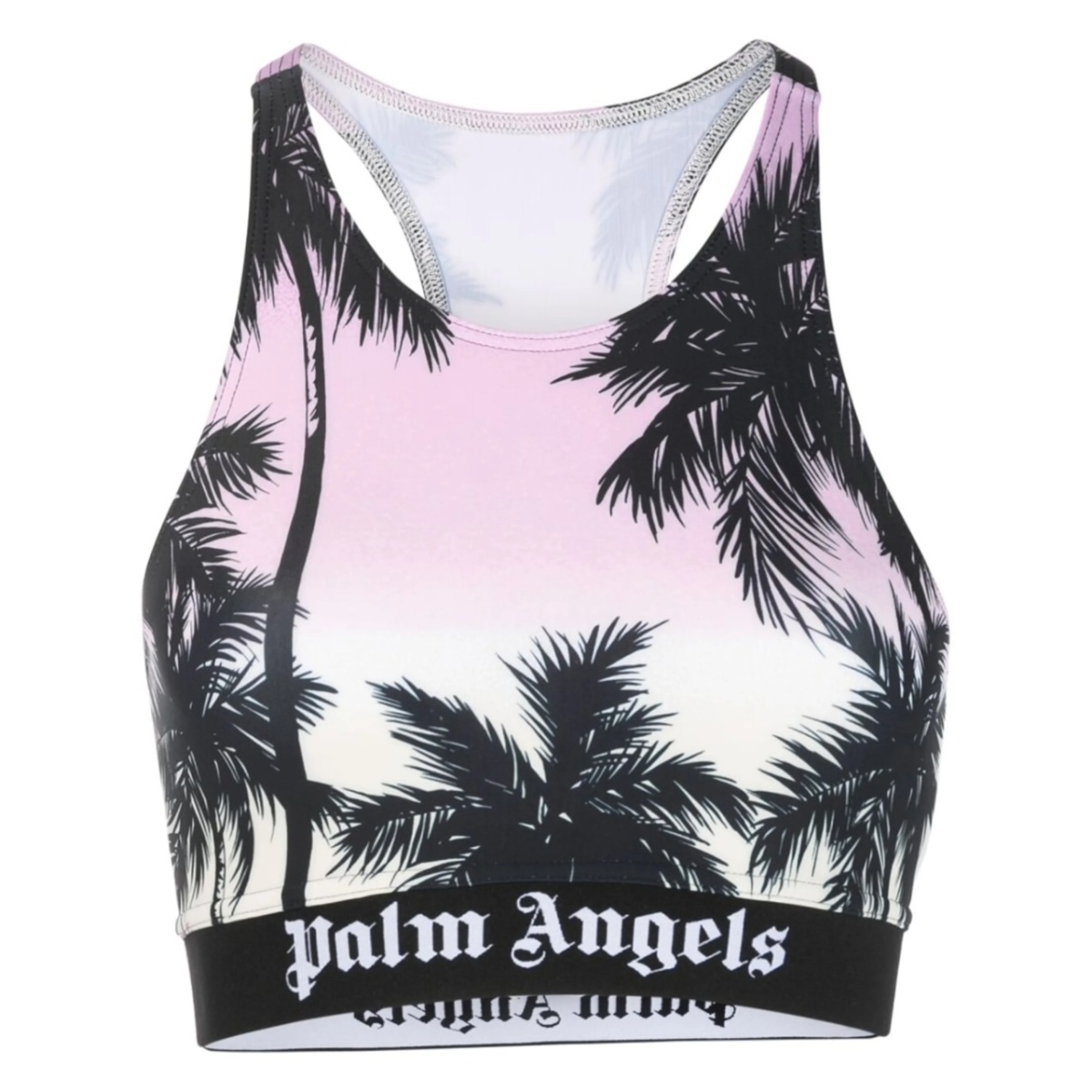 palm tree-print crop top