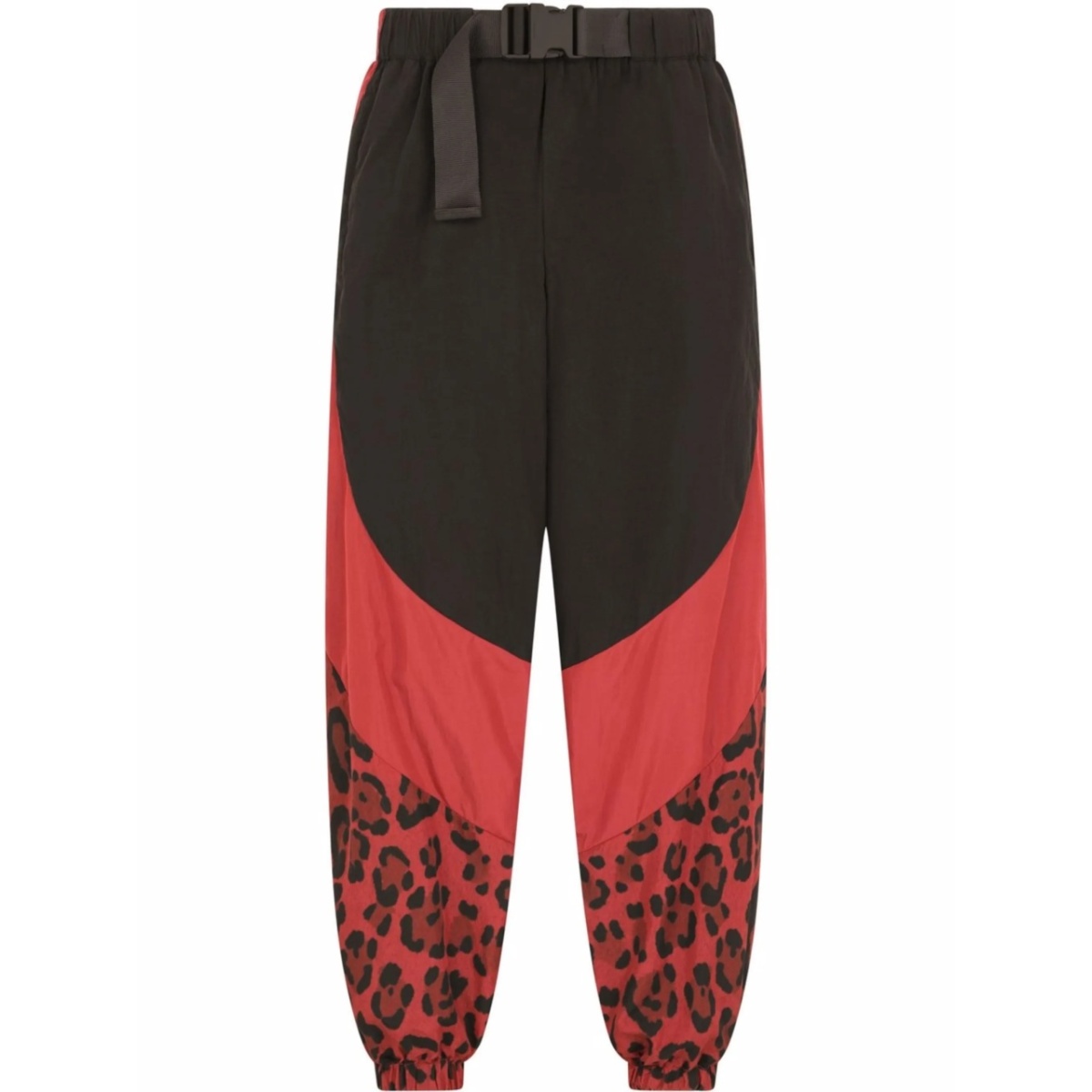 panelled leopard-print trousers