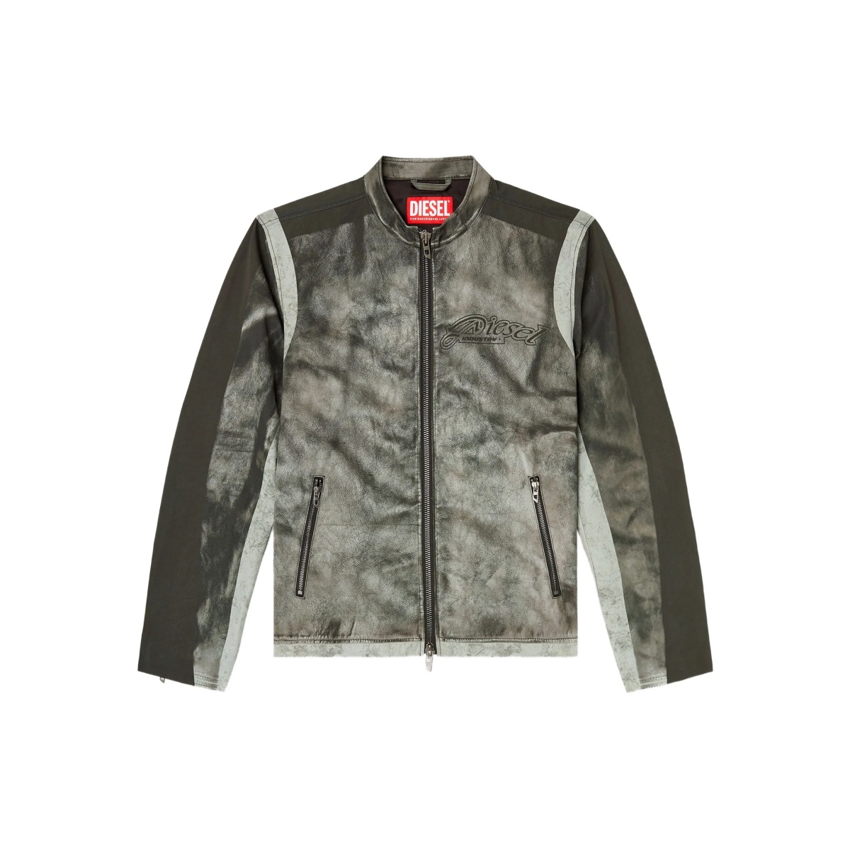 panelled logo biker jacket