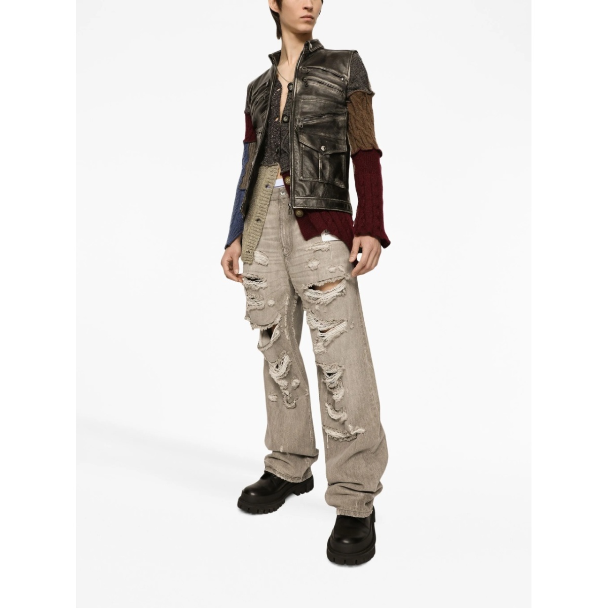 patchwork distressed cardigan - Img 2