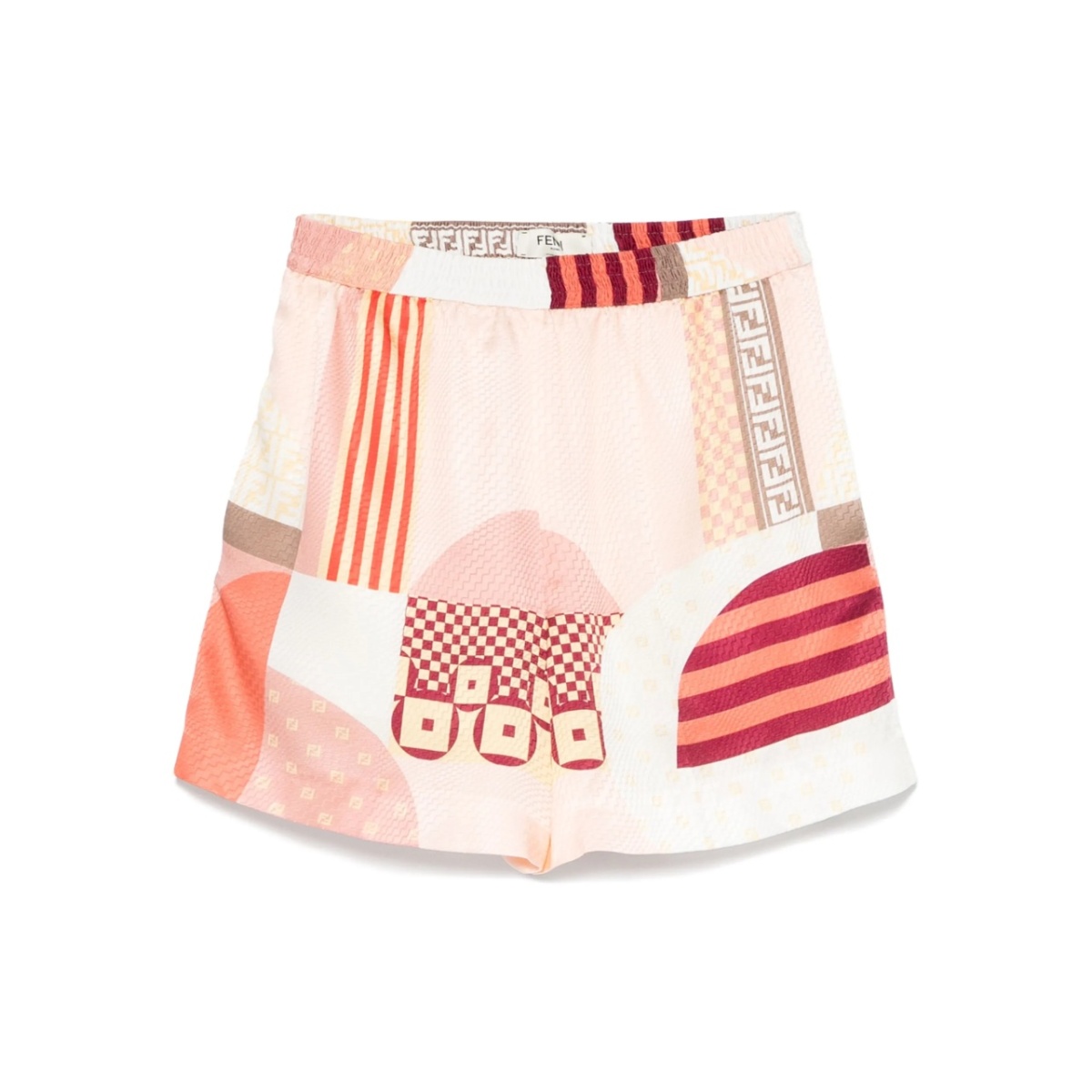 patchwork-print silk shorts