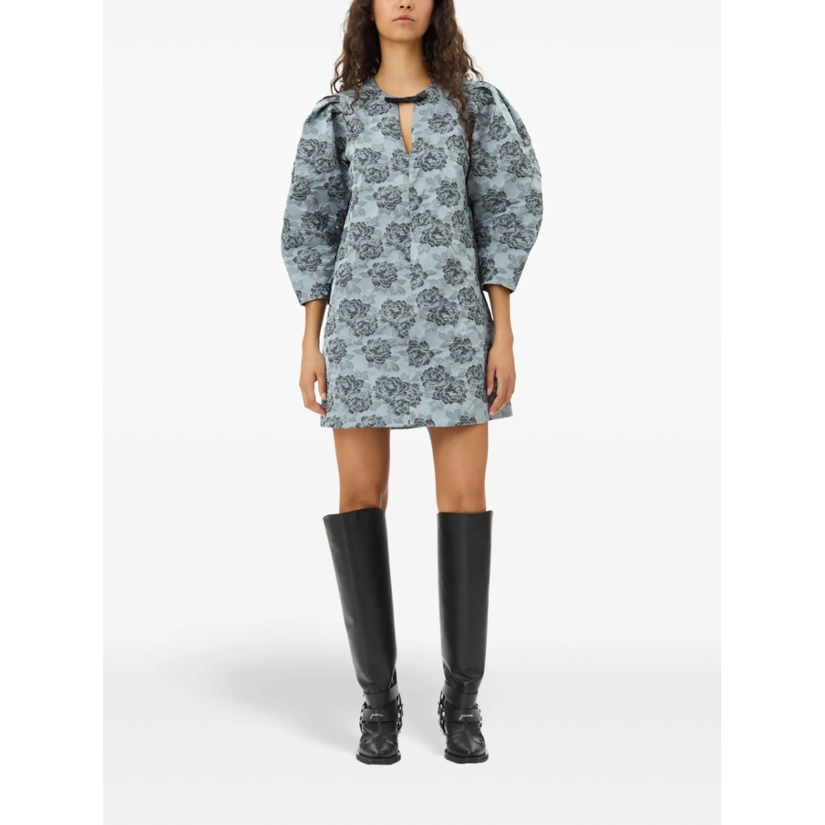 patterned-jacquard mini dress - Img 2