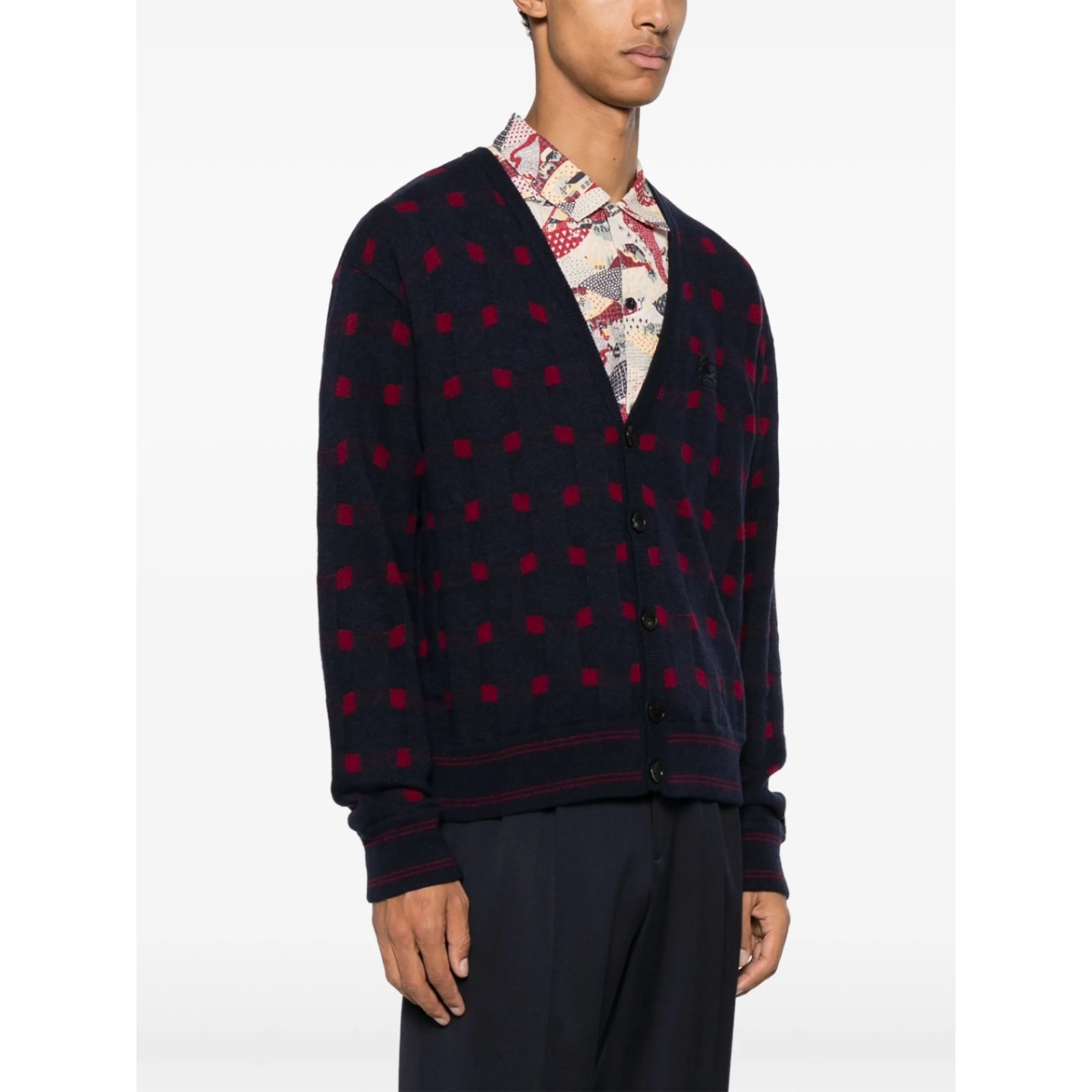 patterned-knit V-neck cardigan - Img 3