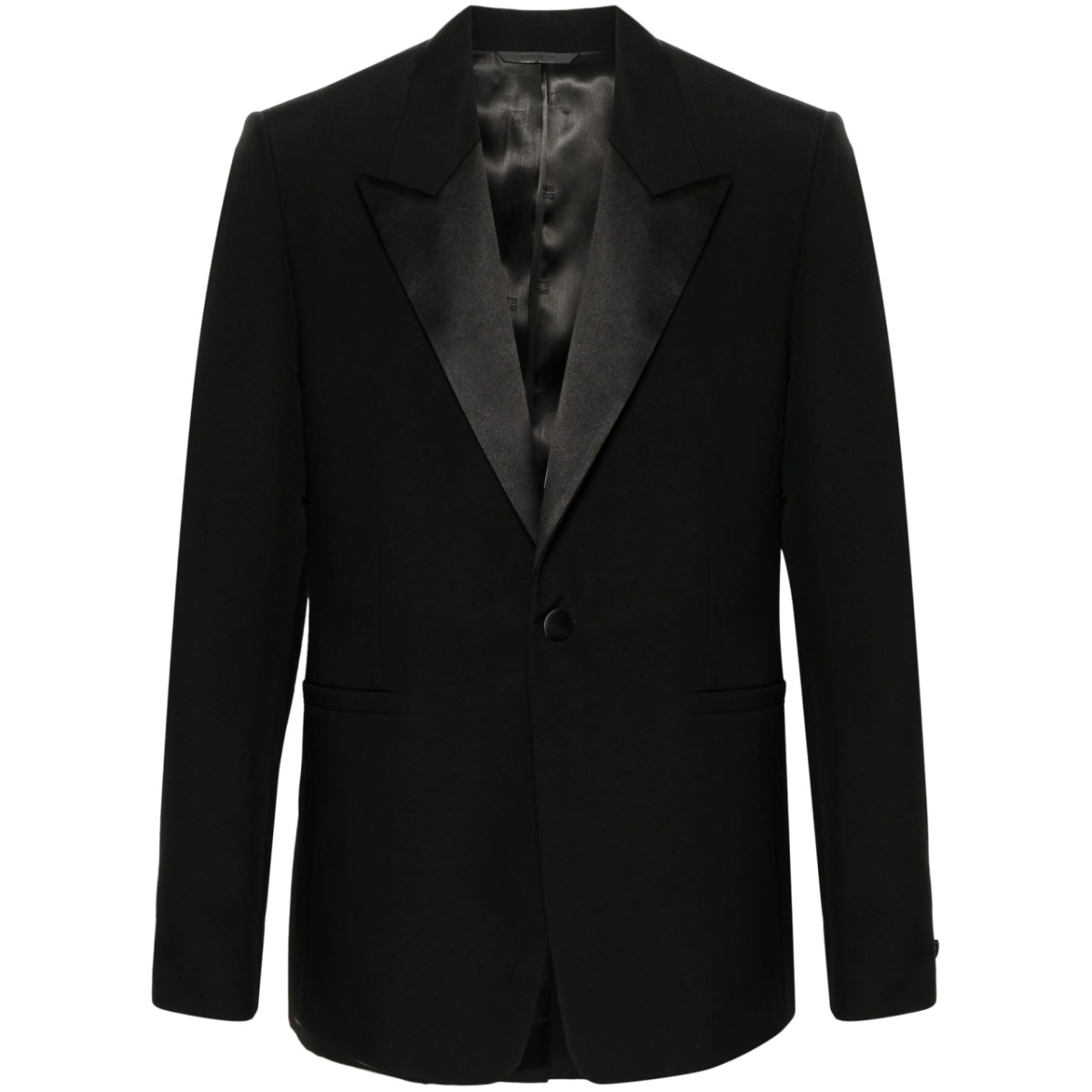 peak-lapel single-breasted wool blazer