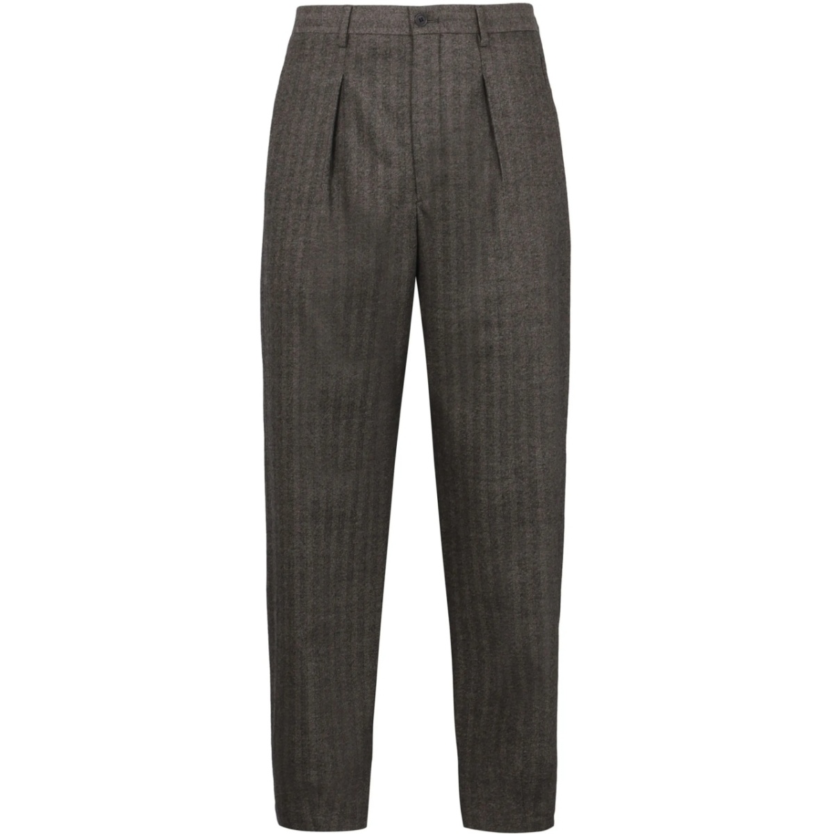 pinstriped tapered trousers
