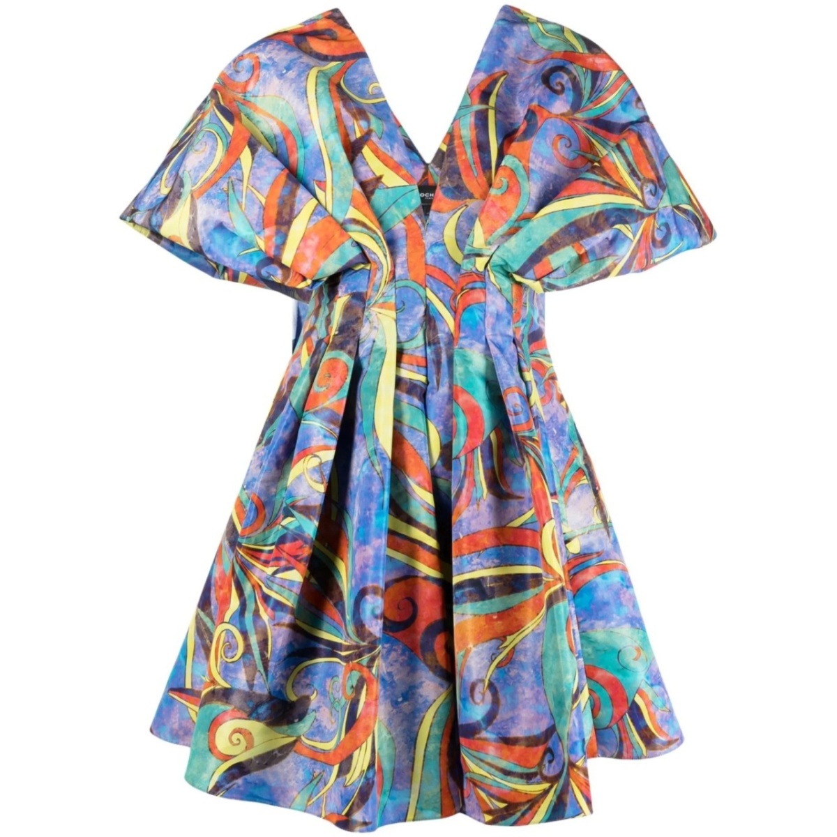 pleated graphic-print minidress