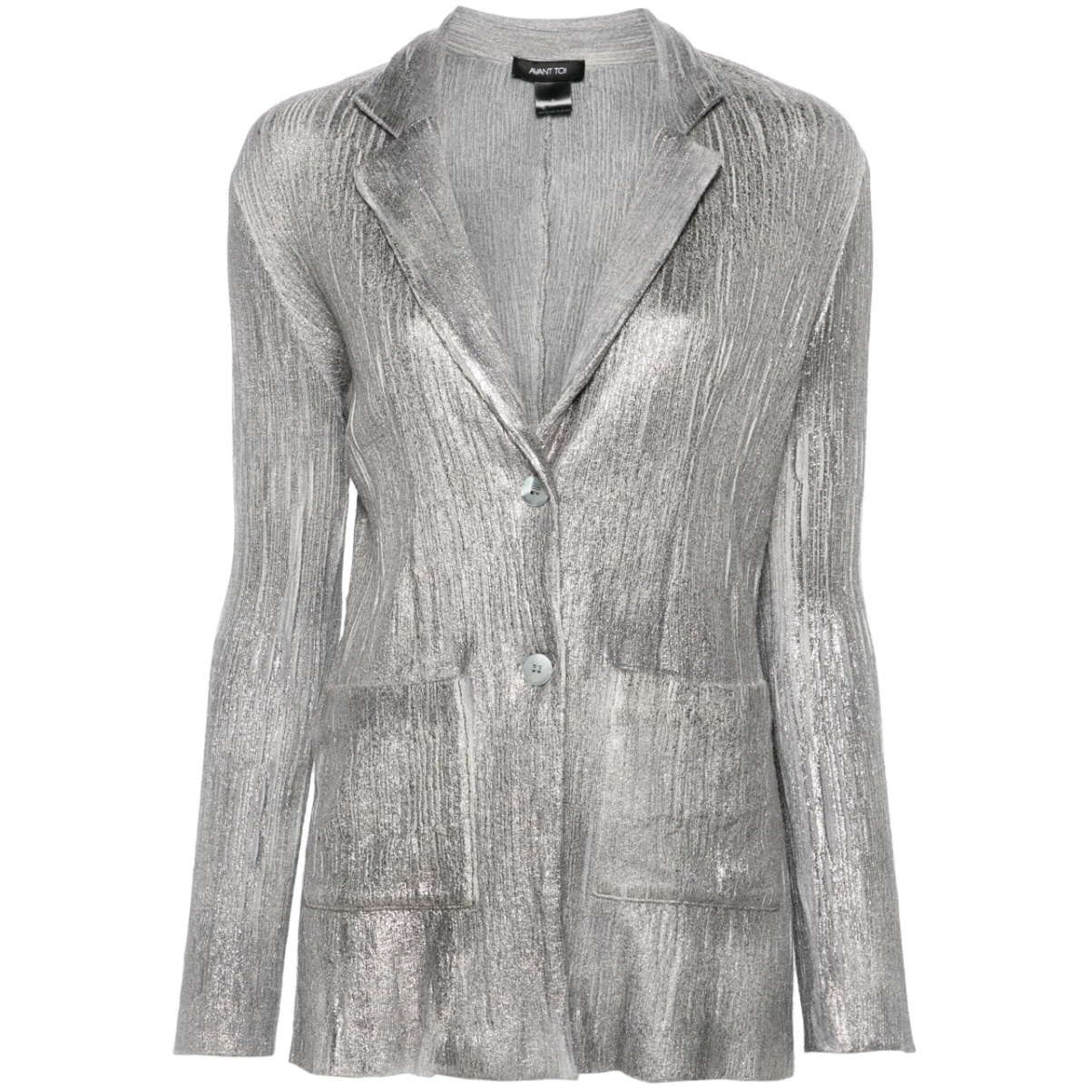 plissé single-breasted blazer